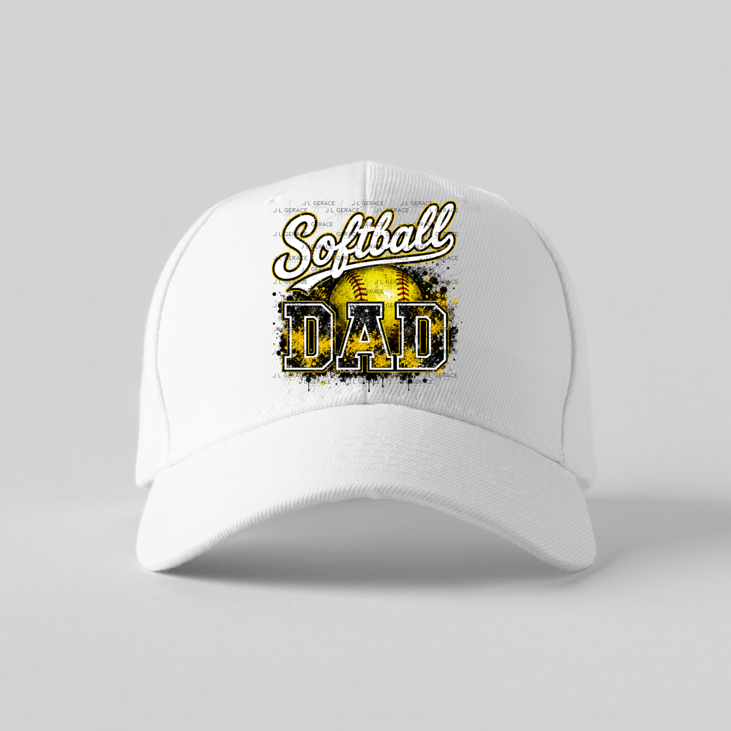 Softball Dad PNG – Yellow Black Paint Splatter Sports Design with Softball
