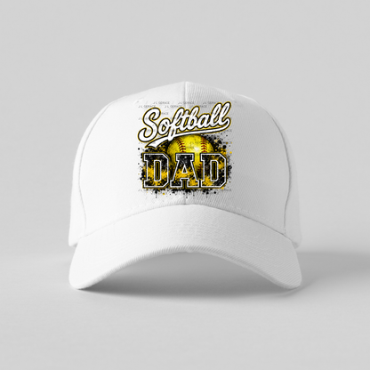 Softball Dad PNG – Yellow Black Paint Splatter Sports Design with Softball