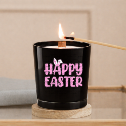 Happy Easter Bunny Ears Pink String Glitter Outline PNG