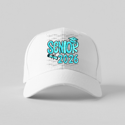 Senior 2026 PNG – Aqua Plaid Graduation Cap and Diploma Design