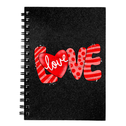 Red Love Word PNG with Heart Paint Splatter Mixed Pattern Design