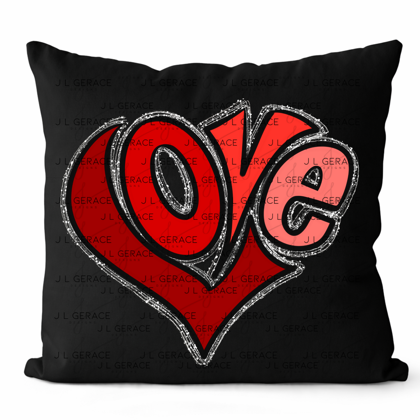 Red Love Heart Letter PNG with Glitter Outline Design