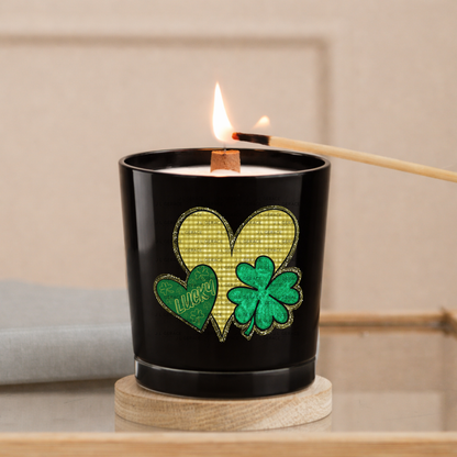 Lucky Shamrock Heart Gold Gingham PNG – St Patrick Glitter Outline Clover Design