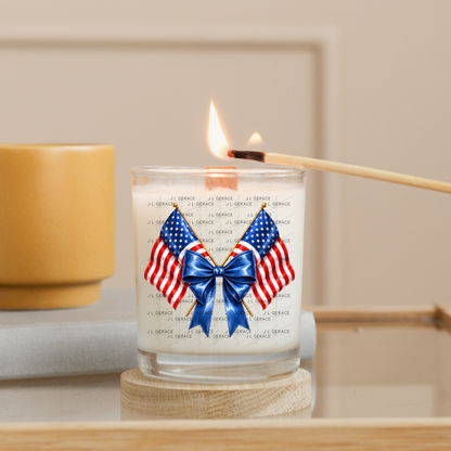 Patriotic Crossed Flags Blue Bow PNG Design Digital Download