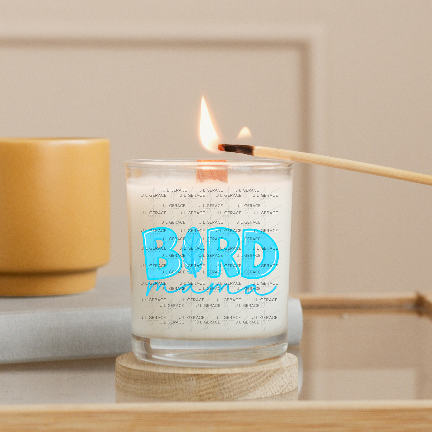Bird Mama PNG – Blue Feather Design with Feather Letter