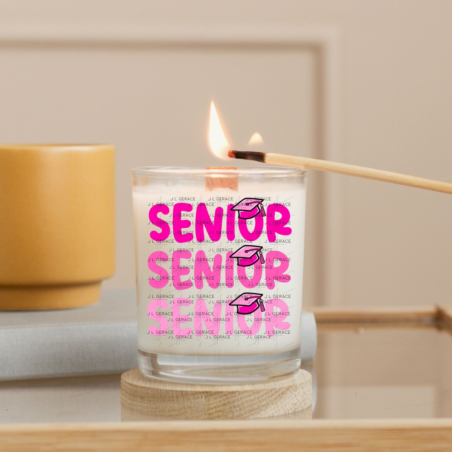Senior PNG – Pink Graduation Cap Lettering Design