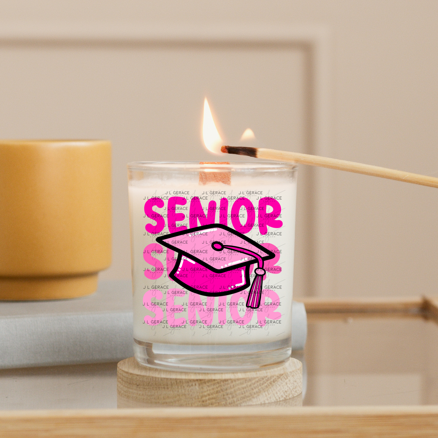 Senior PNG – Pink Graduation Cap Lettering Design