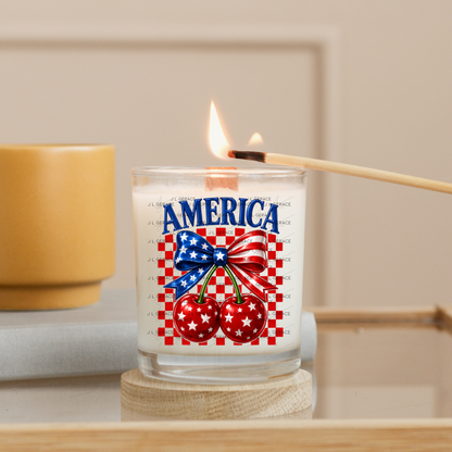 America Patriotic Cherries Bow PNG Design