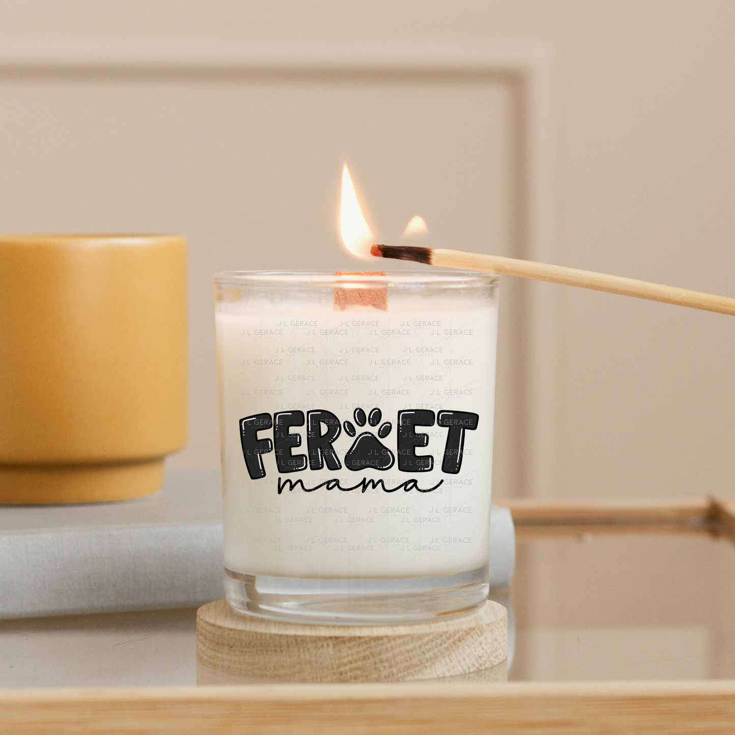 Ferret PNG – Black Paw Print Word Design for Pet Lovers