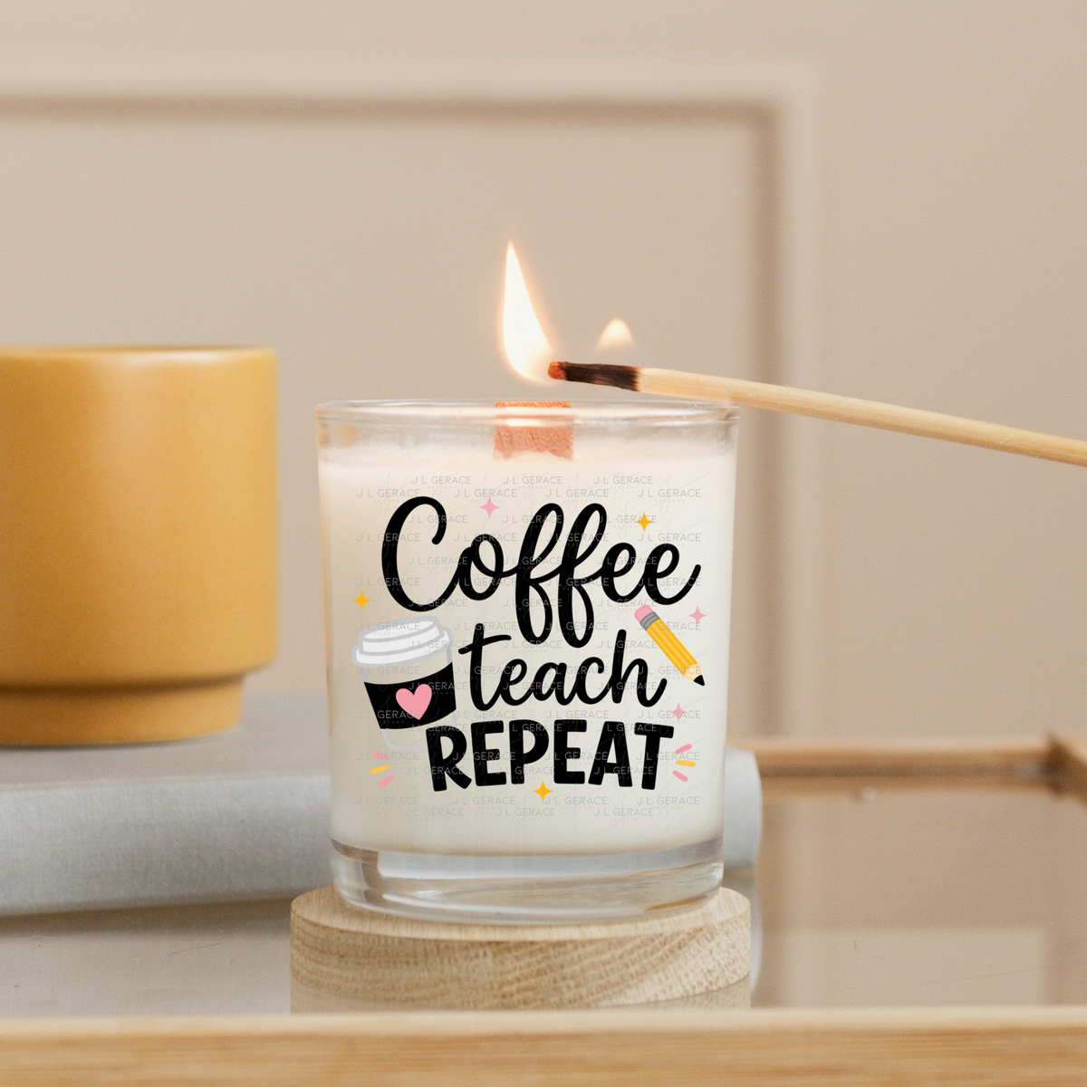 Coffee Teach Repeat Teacher Colorful PNG Bundle Digital Download (2 Colors)