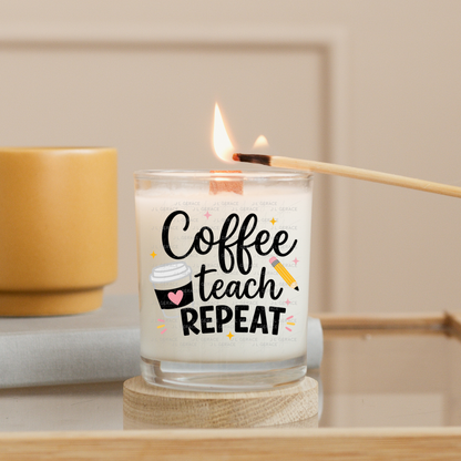 Coffee Teach Repeat Teacher Colorful PNG Bundle Digital Download (2 Colors)