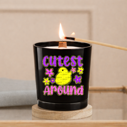 Cutest Chick Around Yellow String Glitter Outline PNG