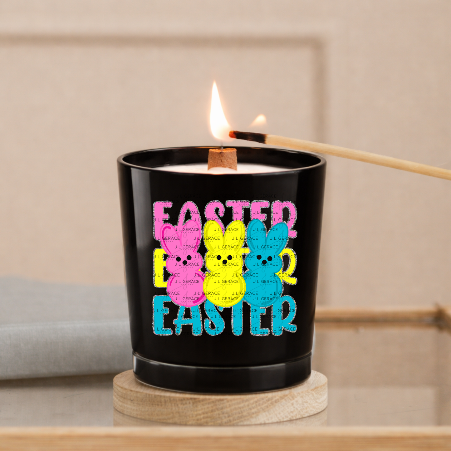 EASTER EASTER EASTER Bunnies Pink - Yellow - Blue Chunky Glitter Outline PNG