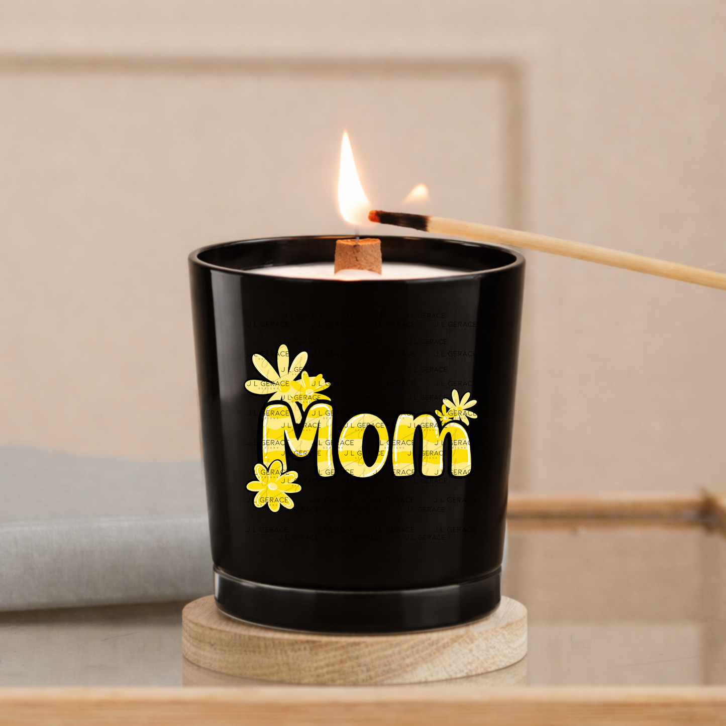 Mom Daisy and Stripes Floral Yellow PNG Design
