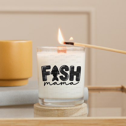 Fish Mama PNG – Black Glossy “FISH Mama” Design with Fish Silhouette Letter