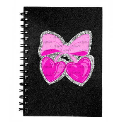 Pink Heart Cherries PNG with Bow and Silver Chunky Glitter Background Design