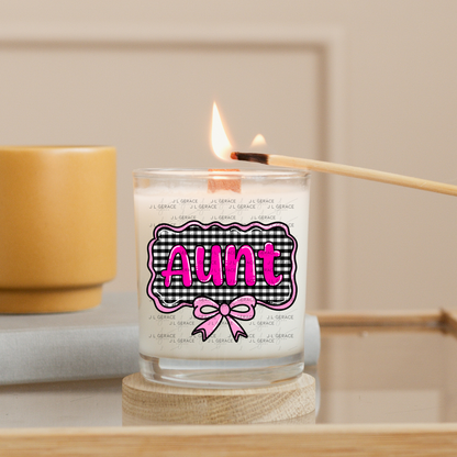 Aunt PNG – Pink Glossy Lettering with Gingham Background & Bow