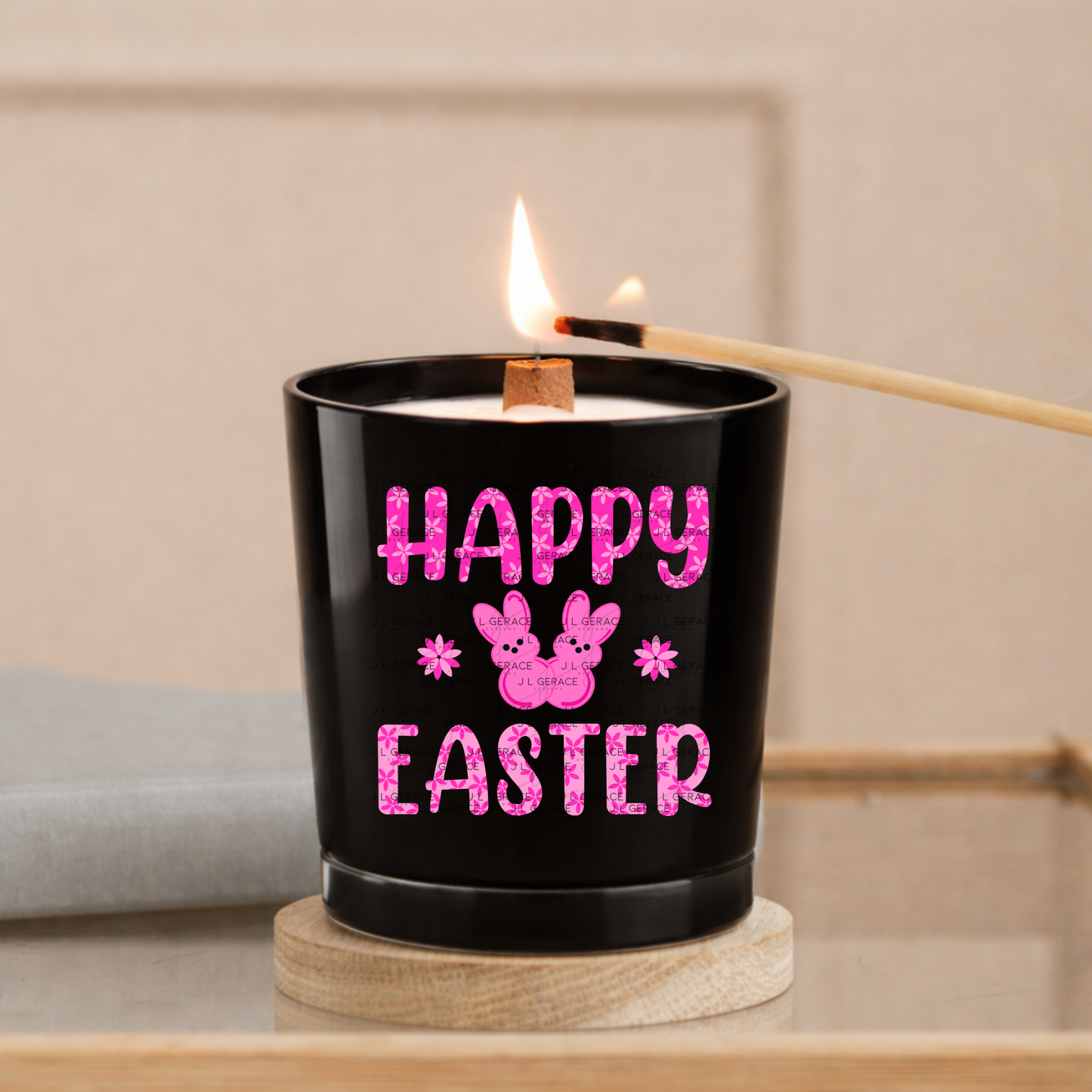 Happy Easter Pink Bunny Peep Flowers Clipart Sublimation PNG