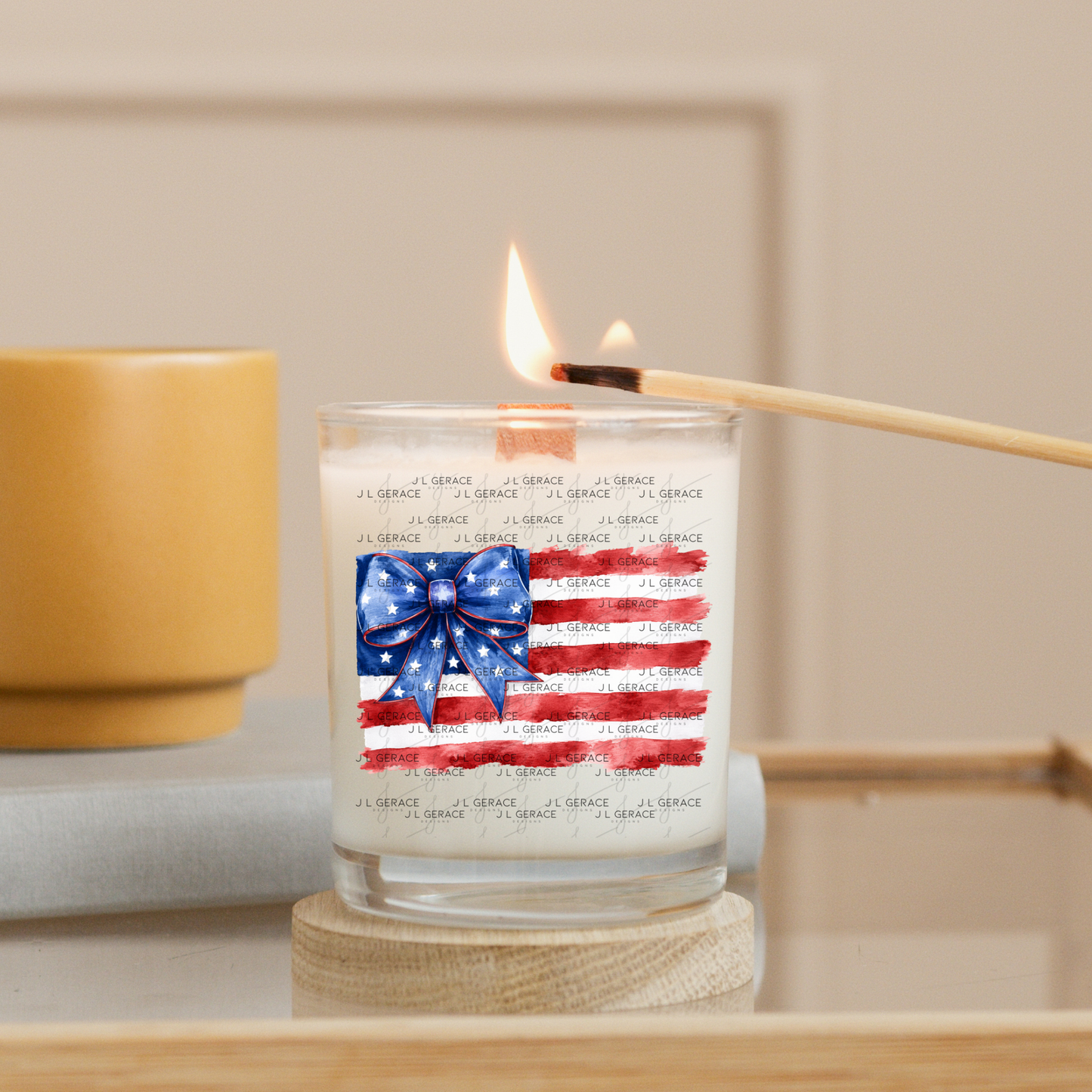America Watercolor Flag Bow PNG Design
