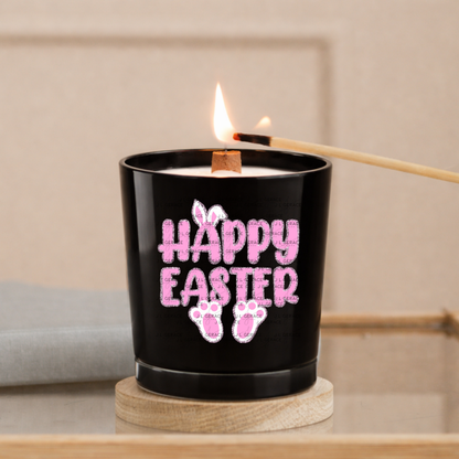Happy Easter Bunny Ears and Feet Pink Glitter PNG Easter Clipart Sublimation PNG