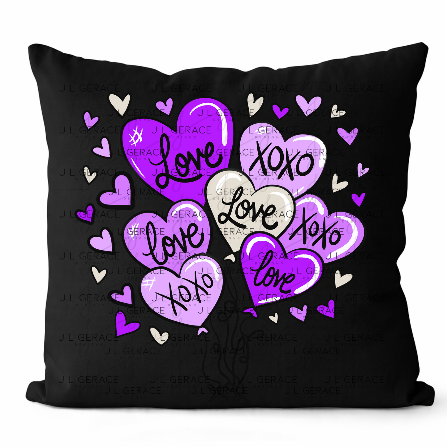 Purple Love & XOXO Heart Balloon Bouquet PNG