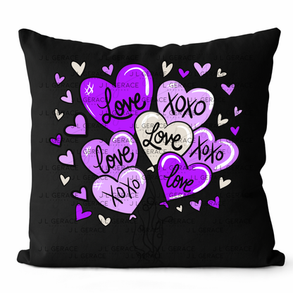 Purple Love & XOXO Heart Balloon Bouquet PNG