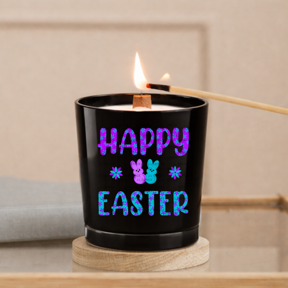 Happy Easter PNG Purple Teal Bunny Peeps Flower Pattern Easter Clipart