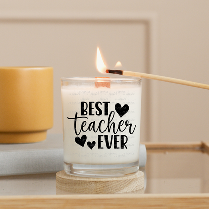 Best Teacher Ever Hearts Black and White PNG