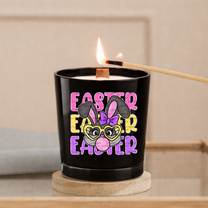 EASTER EASTER EASTER Bunny with Glasses Pink - Yellow - Purple Chunky Glitter Outline PNG