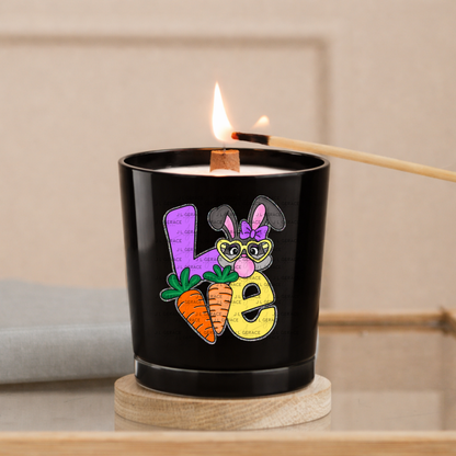 LOVE Easter Bunny with Carrots - Chunky Glitter Outline PNG