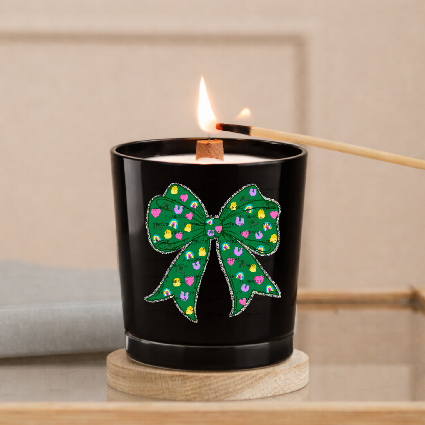 St Patrick Lucky Bow PNG, Rainbow Shamrock Glitter Bow Design, Sublimation PNG Download