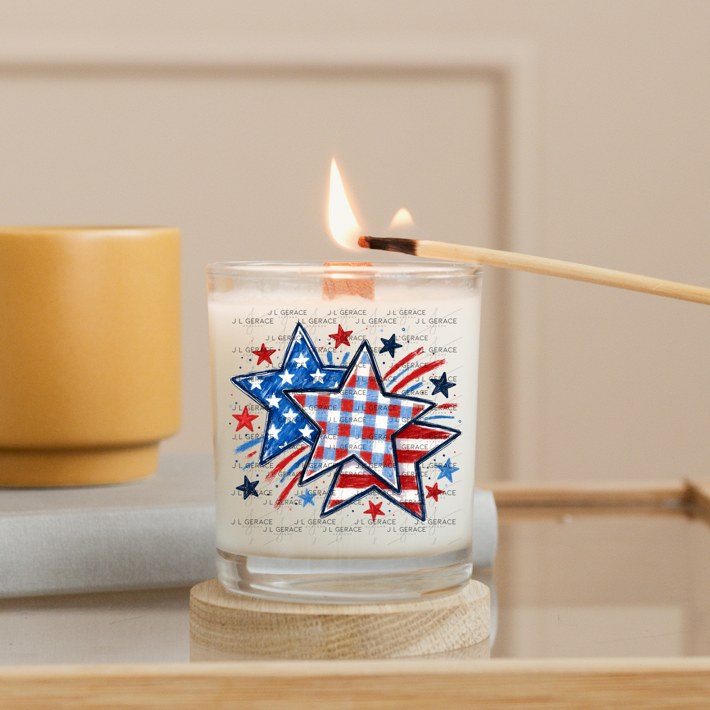Patriotic Watercolor Stars PNG Design