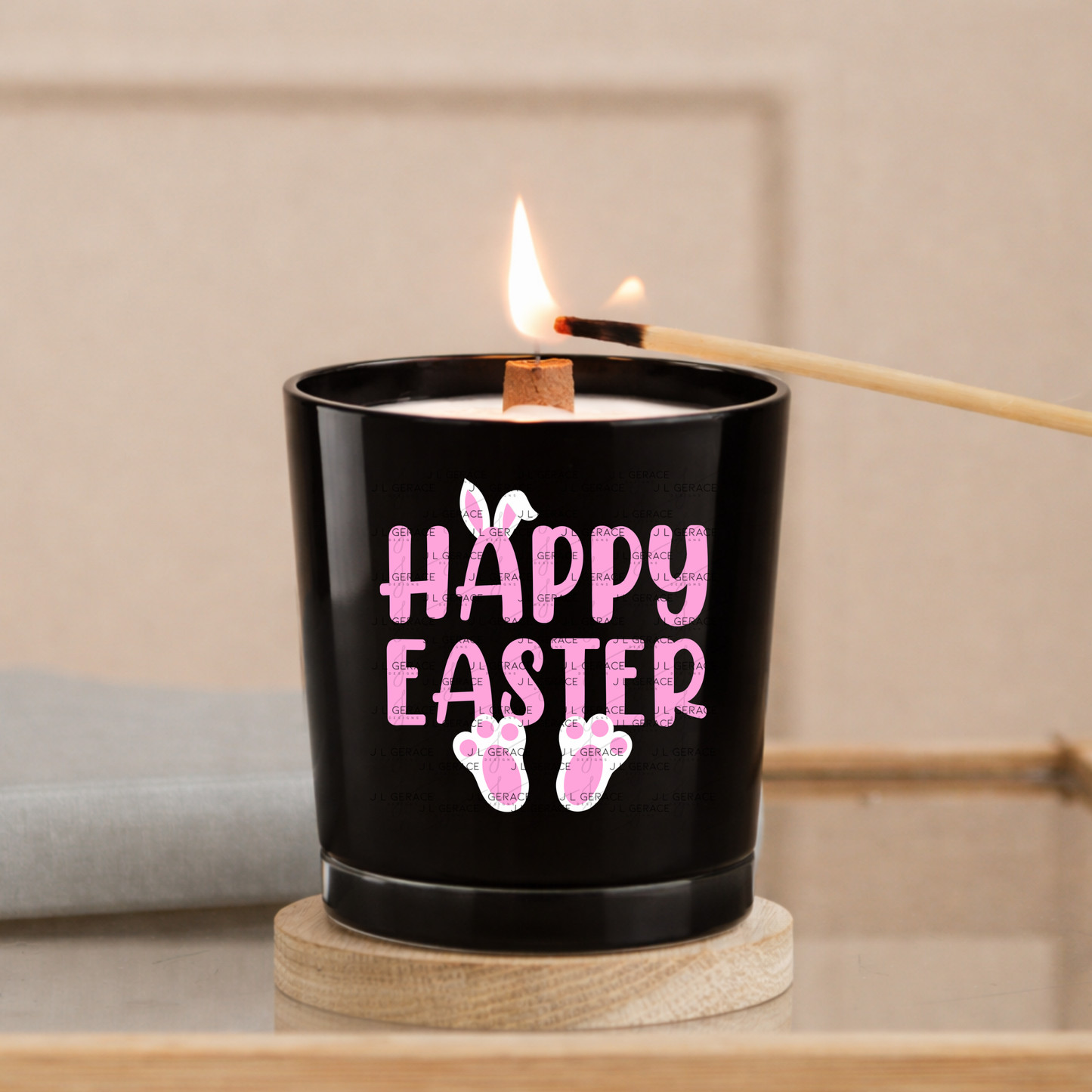 Happy Easter Bunny Ears and Feet Pink PNG