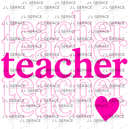 Teacher Teacher Heart Pink PNG