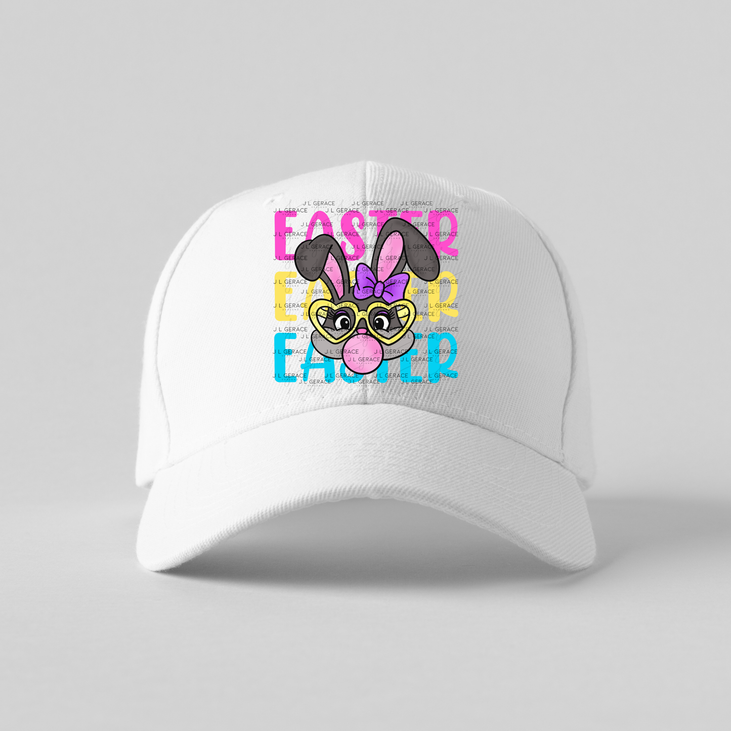 EASTER EASTER EASTER Bunny with Glasses Pink - Yellow - Blue PNG