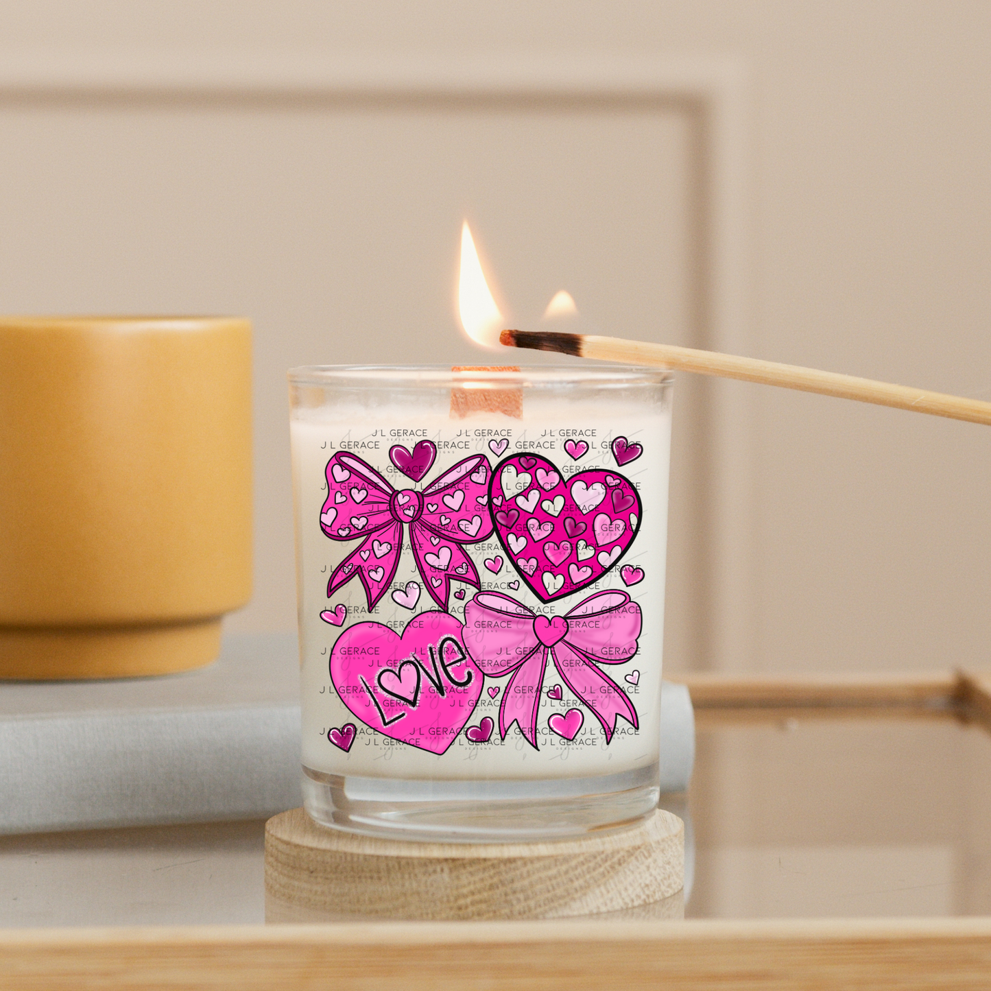 Pink Valentine Bow & Heart Clipart PNG