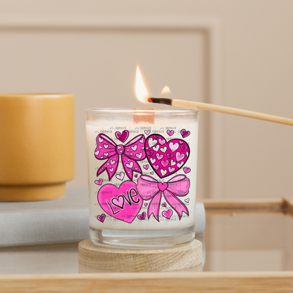 Pink Valentine Bow & Heart Clipart PNG