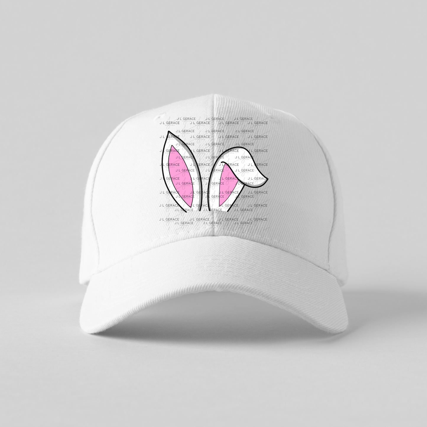 White Easter Bunny Ears Black Outline PNG