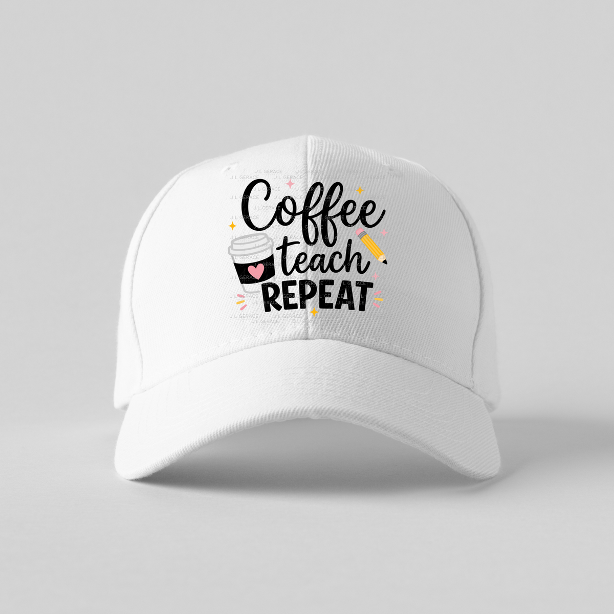 Coffee Teach Repeat Teacher Colorful PNG Bundle Digital Download (2 Colors)