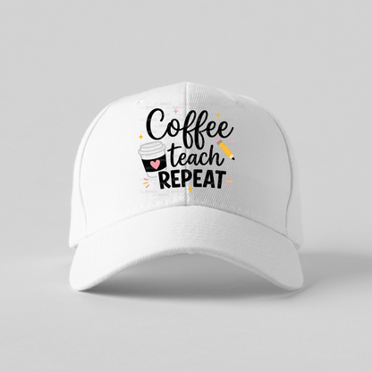Coffee Teach Repeat Teacher Colorful PNG Bundle Digital Download (2 Colors)