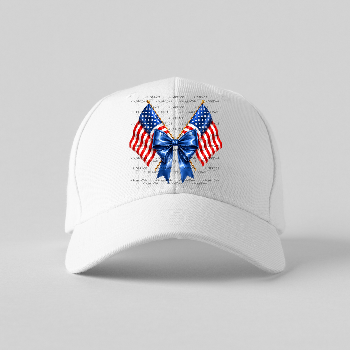 Patriotic Crossed Flags Blue Bow PNG Design Digital Download