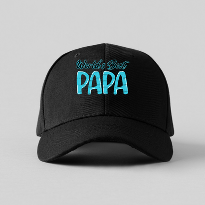 World’s Best Papa PNG – Teal Glossy Typography Design