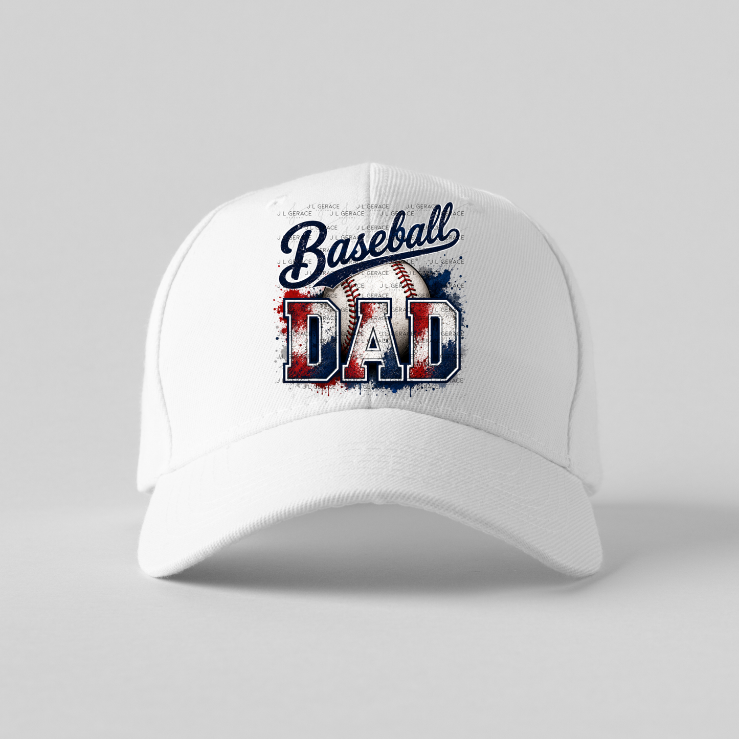 Baseball Dad PNG – Red White Blue Paint Splatter Design with Ball