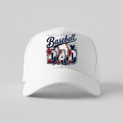 Baseball Dad PNG – Red White Blue Paint Splatter Design with Ball
