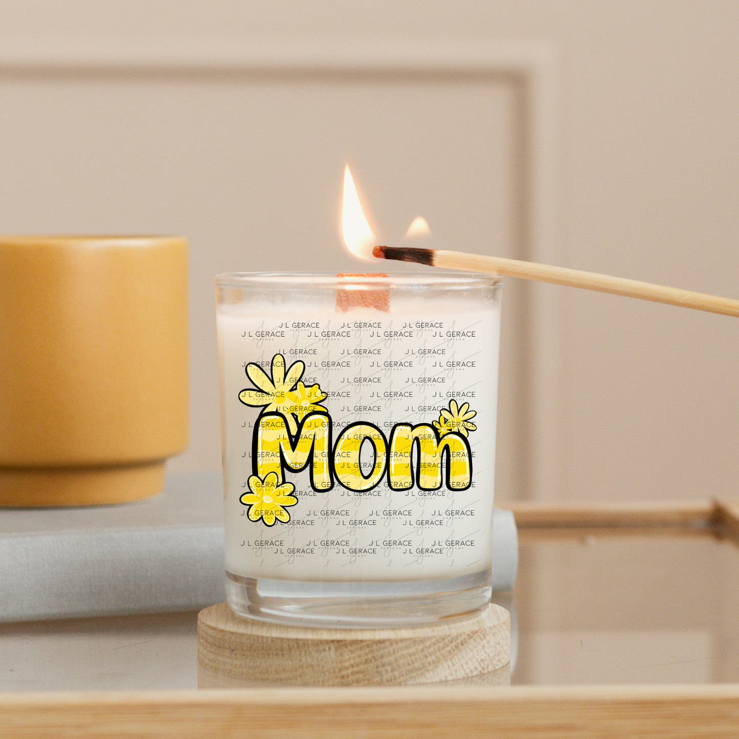 Mom Daisy and Stripes Floral Yellow PNG Design