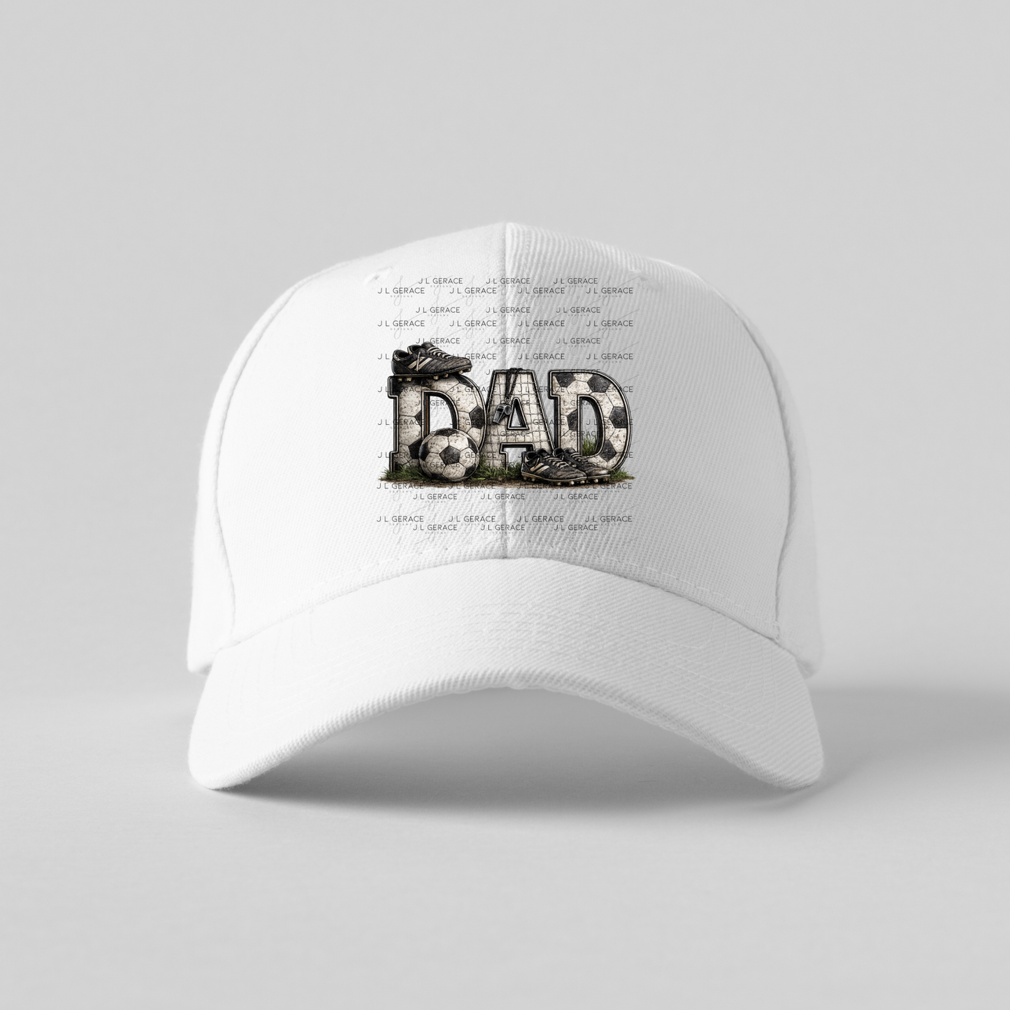 Dad PNG – Soccer Sports Design with Ball Cleats and Net Texture