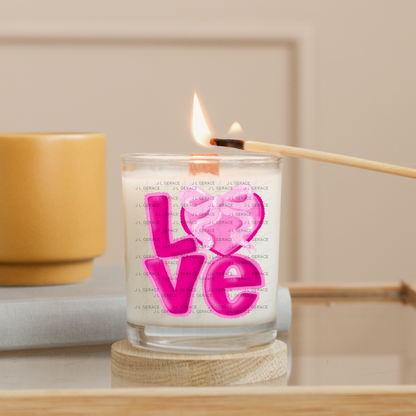 Love Pink Bubble Letter PNG with Heart Bow Design