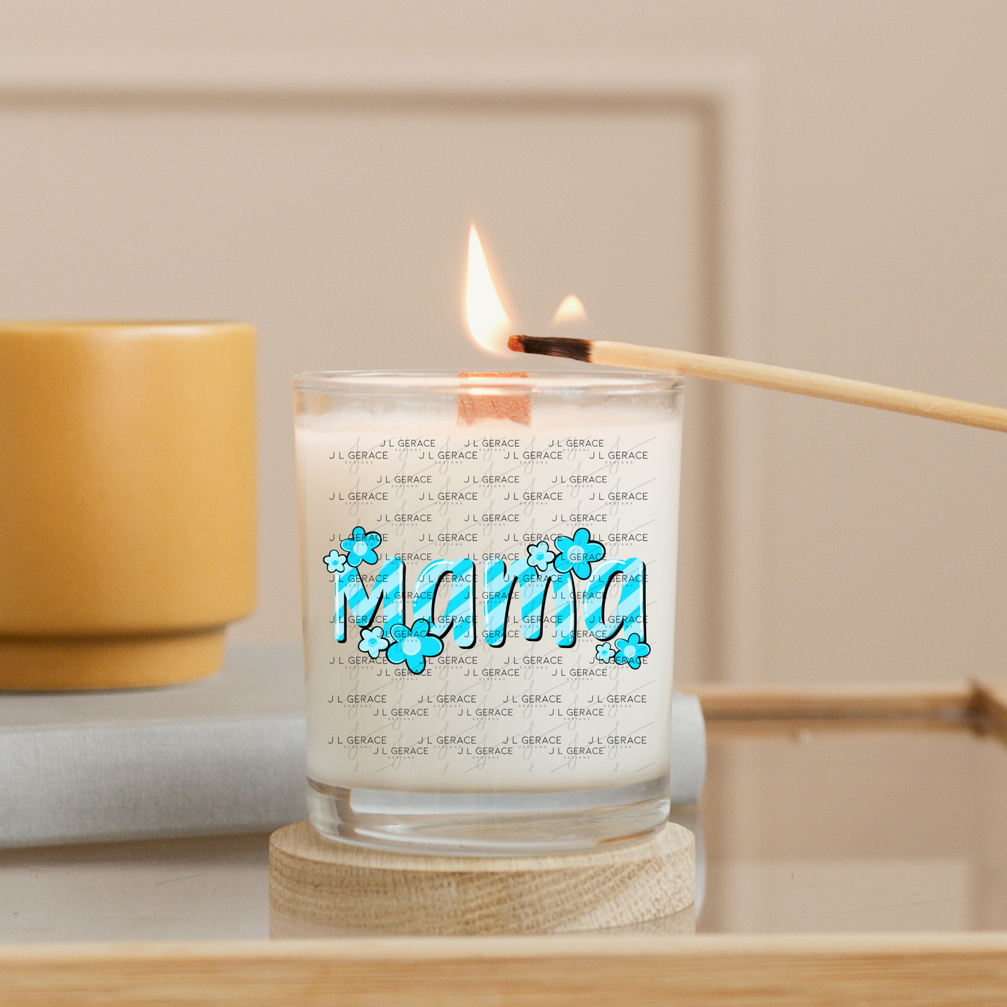 Mama Daisy Floral Blue PNG Design