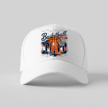 Basketball Dad PNG – Blue Orange Paint Splatter Design with Hoop and Ball