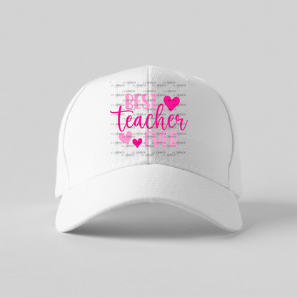 Best Teacher Ever Hearts Pink PNG